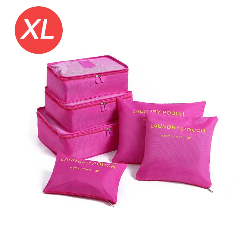 6-Piece Travel Organizer Set - Large Capacity Luggage Storage Bags