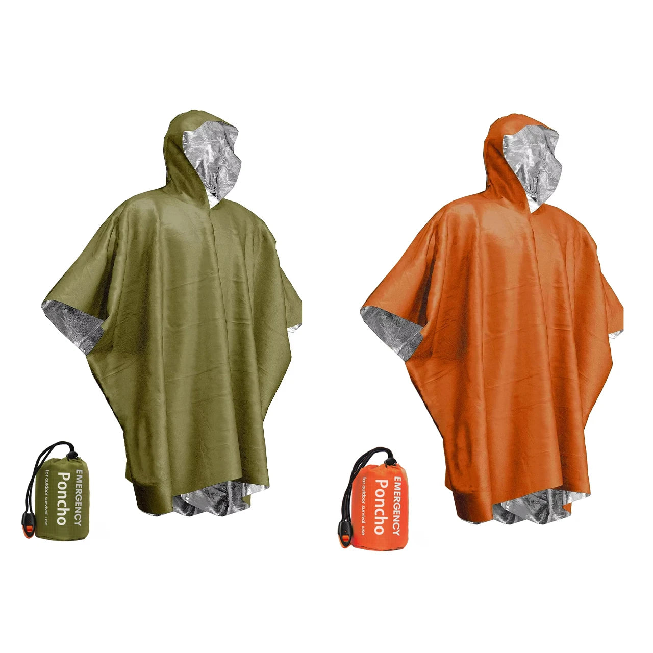 Emergency Waterproof Aluminum Film Poncho - Disposable Raincoat & Thermal Blanket for Camping & Survival