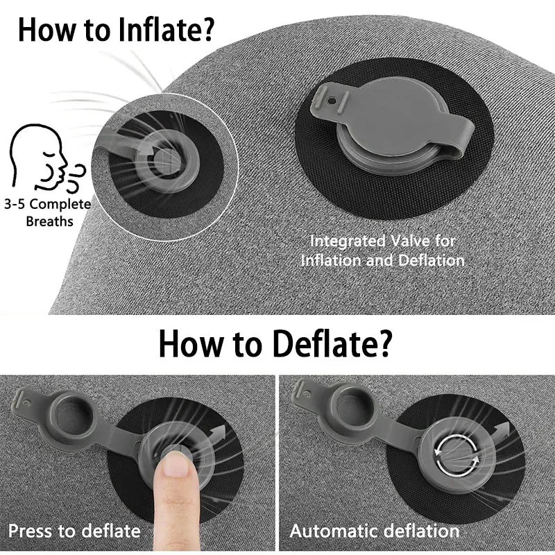 Ultralight Inflatable Travel Pillow - Ergonomic Neck & Lumbar Support