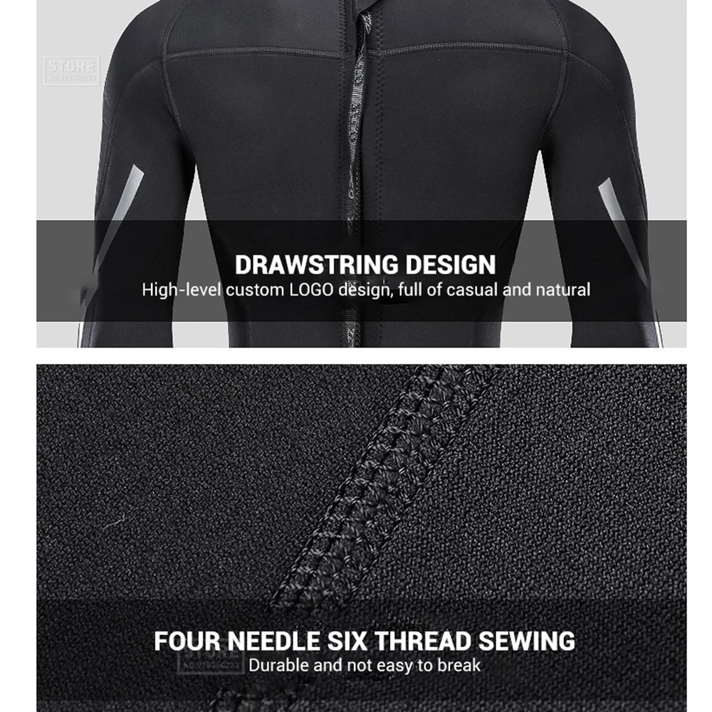 Men's 3mm Neoprene Wetsuit - Professional Diving & Surfing Suit