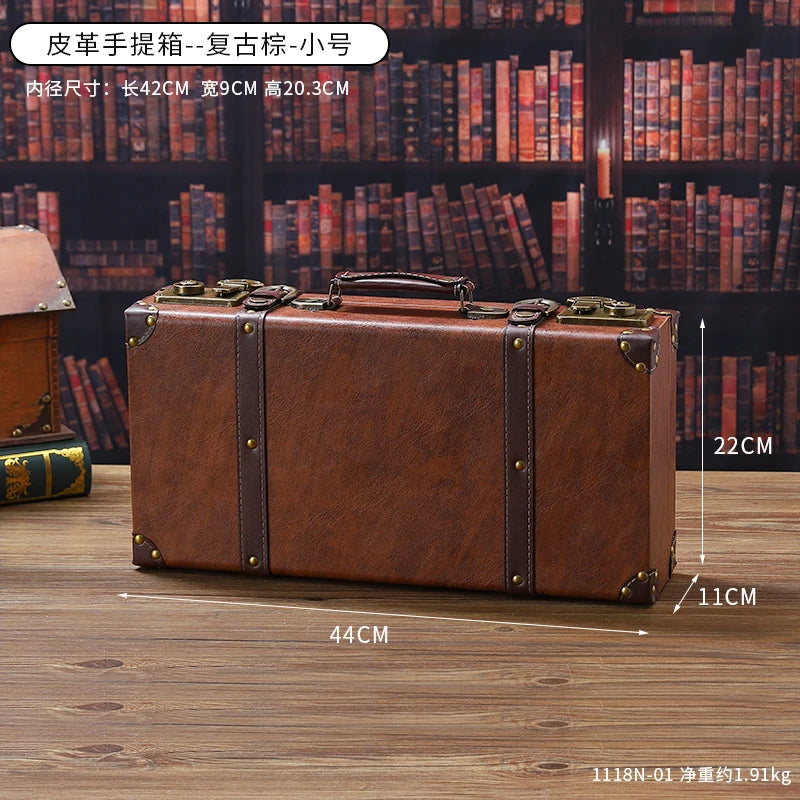 Vintage Leather Trunk Suitcase - Premium Travel Luggage
