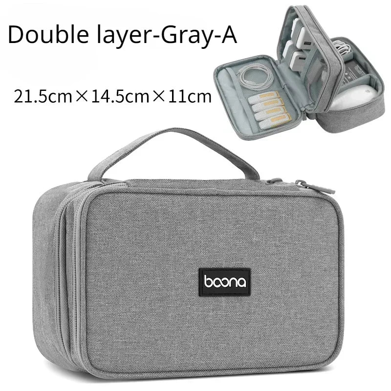 Premium Travel Cable Organizer Bag - Large Capacity Storage for USB Cables, Chargers & Electronics