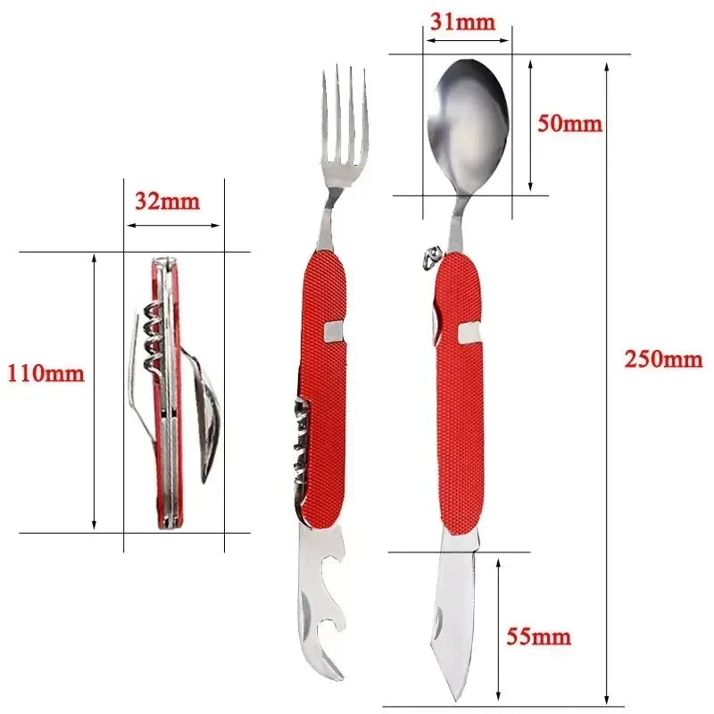 Premium Foldable Camping Utensil Set - Stainless Steel Multi-Tool