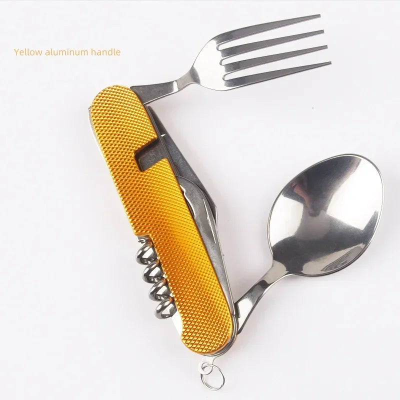 Premium Foldable Camping Utensil Set - Stainless Steel Multi-Tool