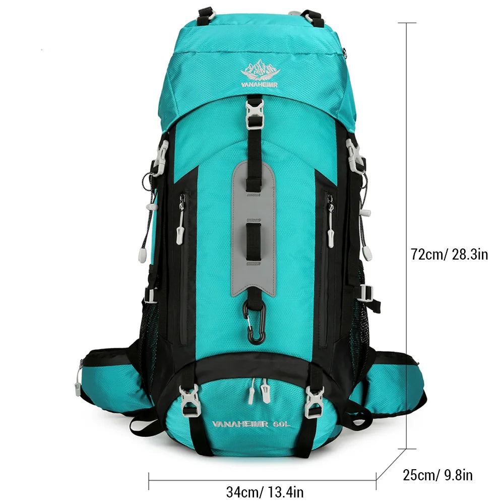 60L Waterproof Hiking Backpack - Large Capacity Mountaineering Pack