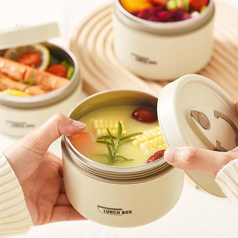 Stainless Steel Insulated Lunch Container Set - 3-Tier Stackable Thermal Bento Box
