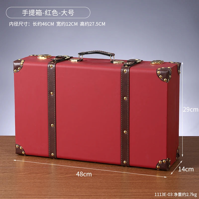 Vintage Leather Trunk Suitcase - Premium Travel Luggage