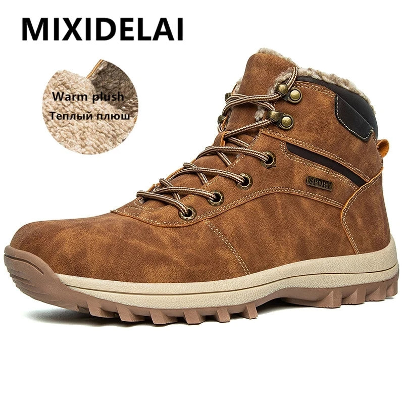 Men's Waterproof Winter Snow Boots - Plush Lined Ankle Boots