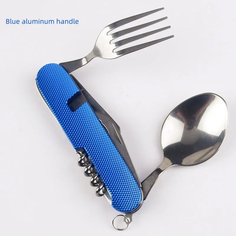 Premium Foldable Camping Utensil Set - Stainless Steel Multi-Tool