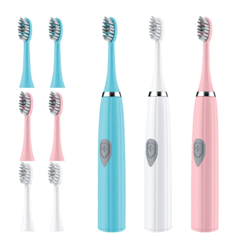 Electric Toothbrush for Adults - Soft Bristle, IPX6 Waterproof, Battery Powered