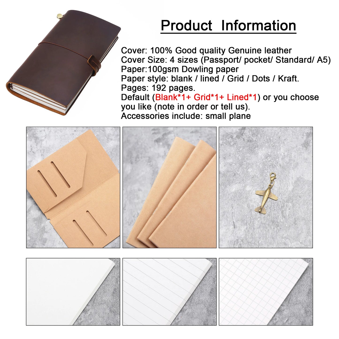 Genuine Leather Refillable Travel Journal - Handcrafted Notebook with Customization