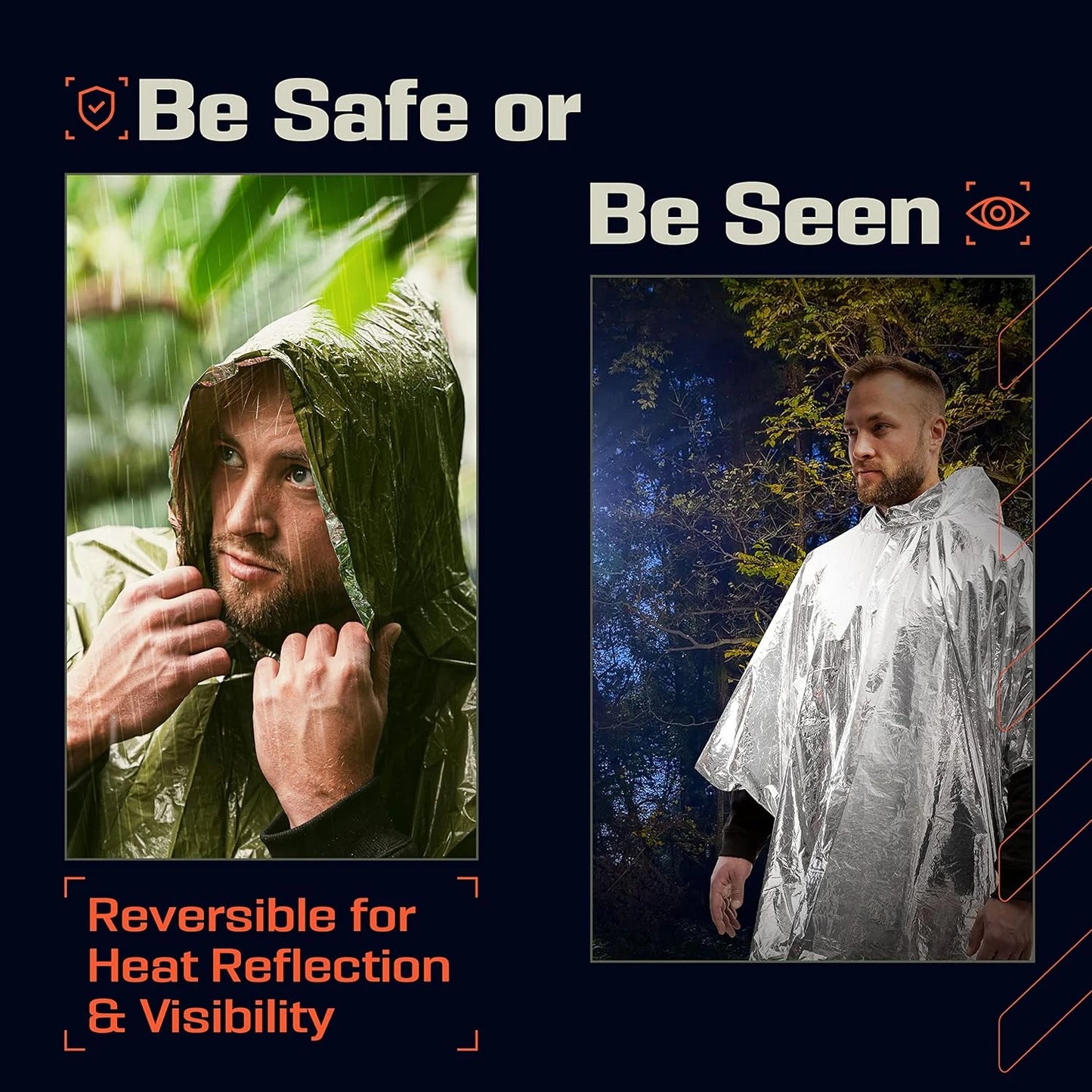 Emergency Waterproof Aluminum Film Poncho - Disposable Raincoat & Thermal Blanket for Camping & Survival
