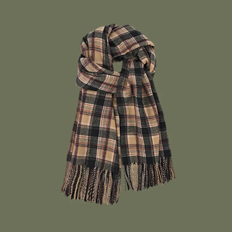 Women's Plaid Cashmere Scarf - Winter Wrap Shawl