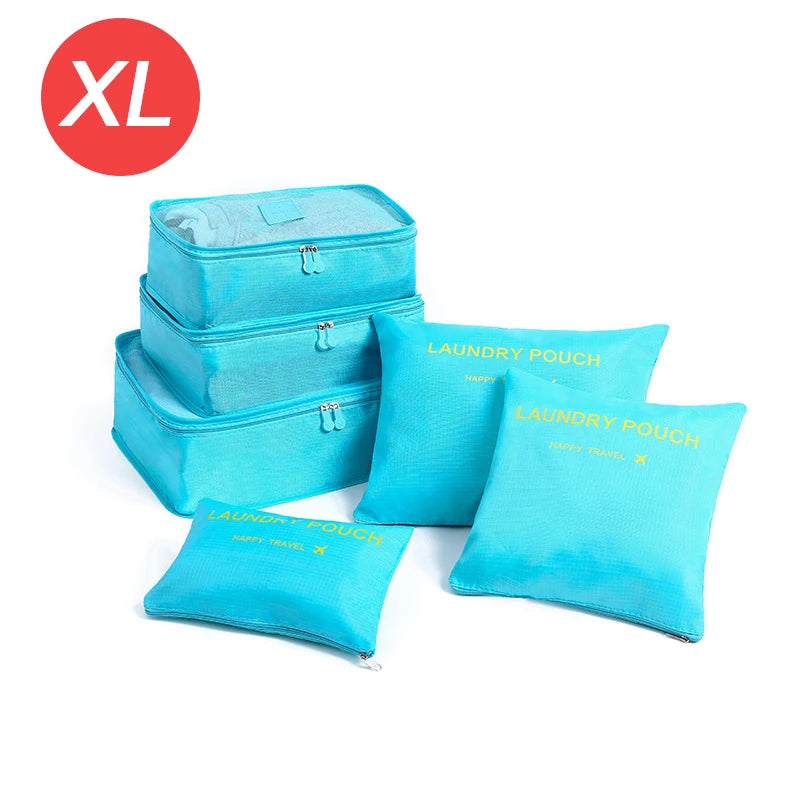 6-Piece Travel Organizer Set - Large Capacity Luggage Storage Bags