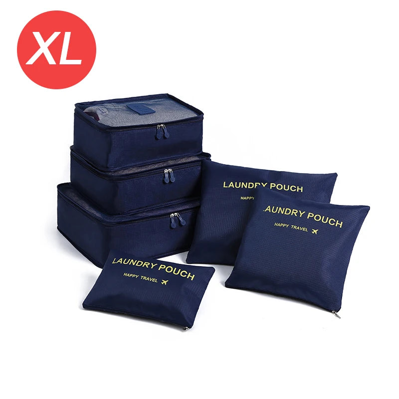6-Piece Travel Organizer Set - Large Capacity Luggage Storage Bags