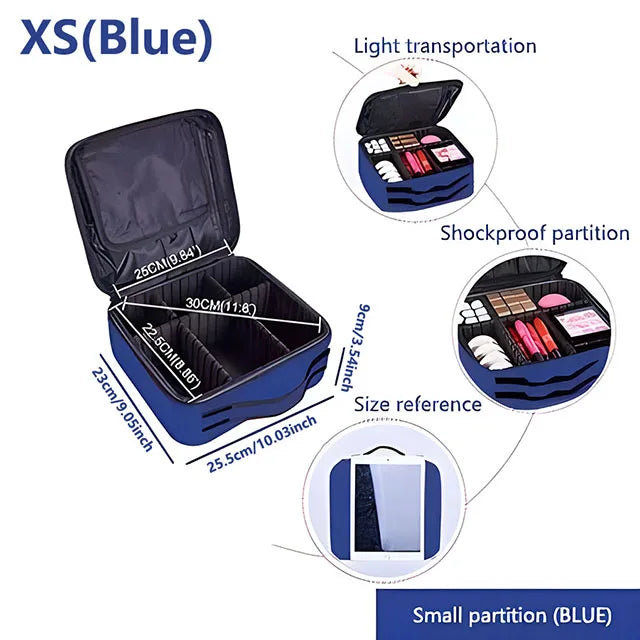 Professional Makeup Case - Large Capacity Travel Cosmetic Organizer