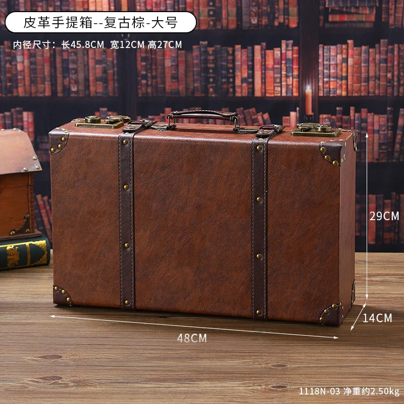 Vintage Leather Trunk Suitcase - Premium Travel Luggage