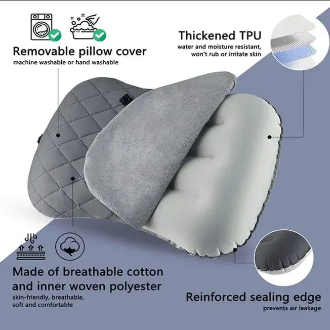 Ultralight Inflatable Travel Pillow - Ergonomic Neck & Lumbar Support