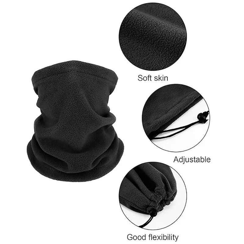 Polar Fleece Winter Neck Gaiter - Adjustable Windproof Face Mask