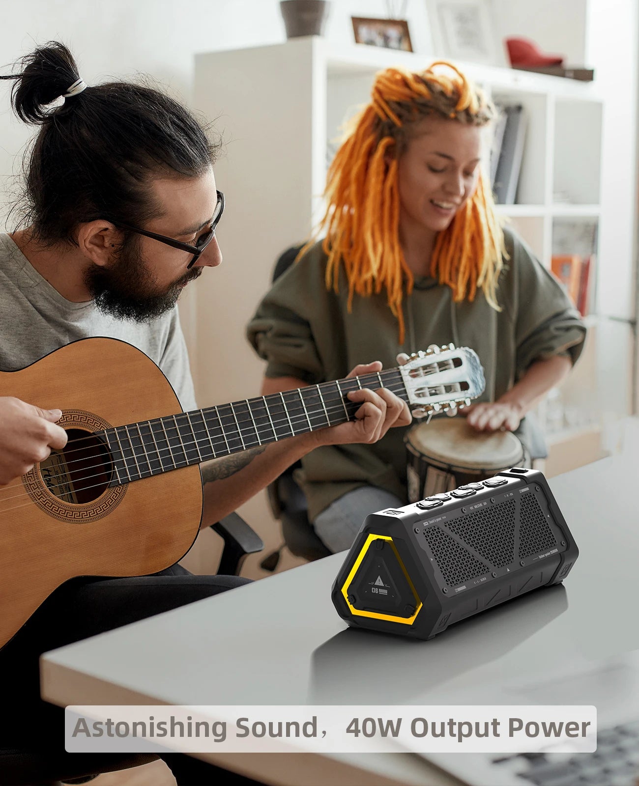 MLOVE P3 Portable Bluetooth Speaker - 40W Wireless Outdoor Speaker with IPX7 Waterproof, RGB Lights & Stereo Sound