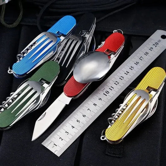 Premium Foldable Camping Utensil Set - Stainless Steel Multi-Tool