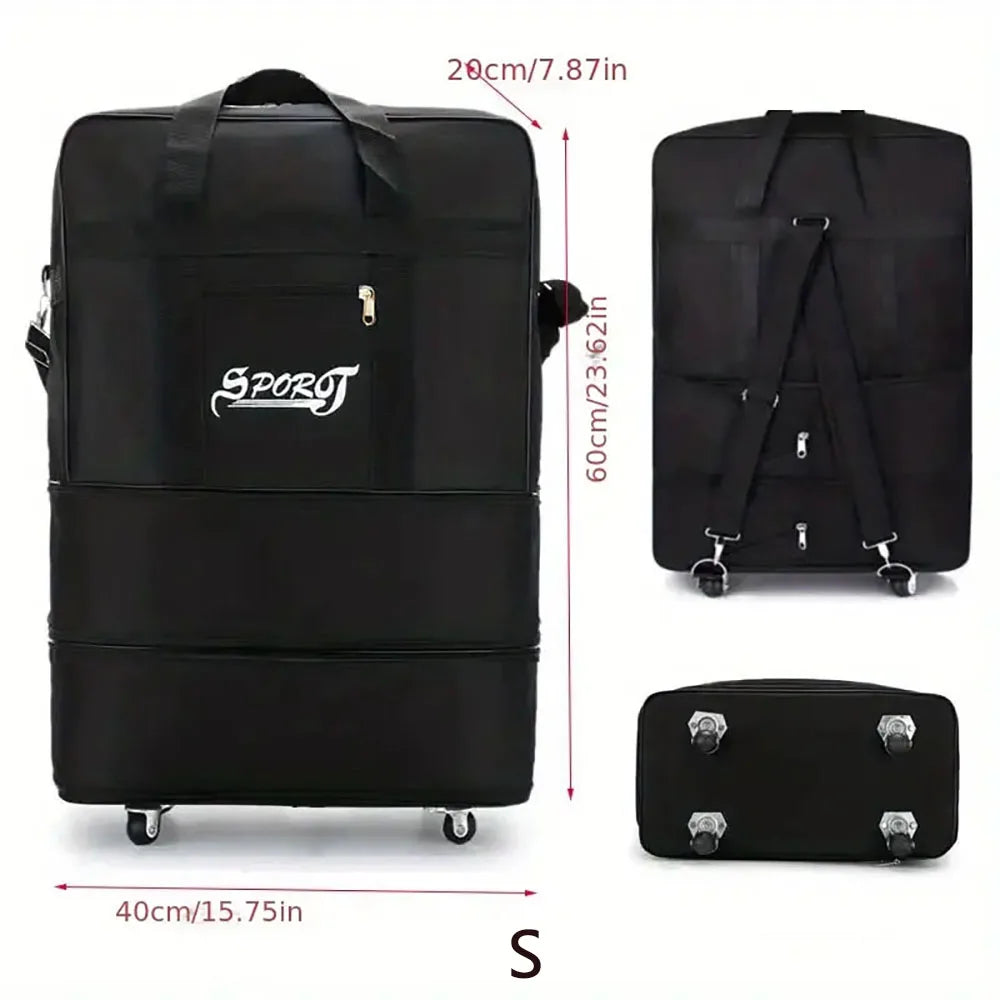 Expandable Rolling Luggage - Lightweight Foldable Trolley Suitcase