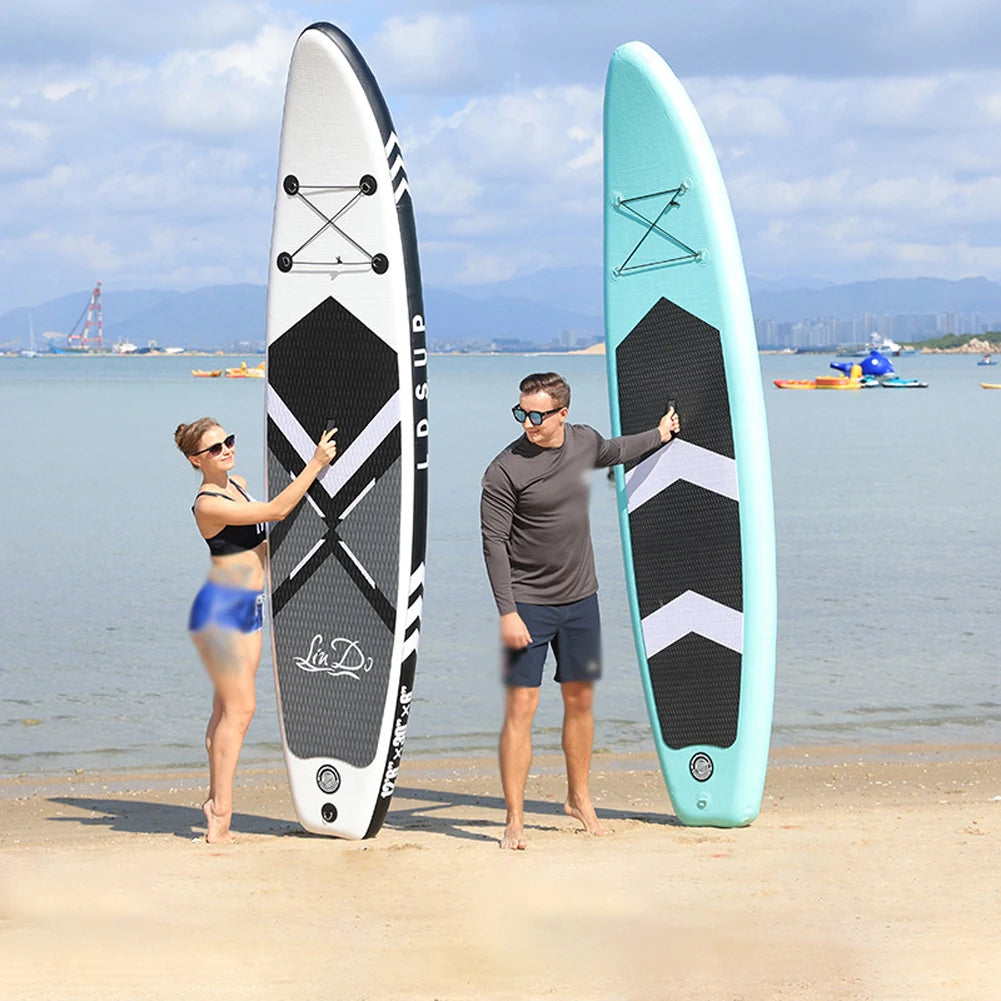 LinDo Inflatable Stand Up Paddle Board - Complete SUP Set with Paddle, Fin & Pump