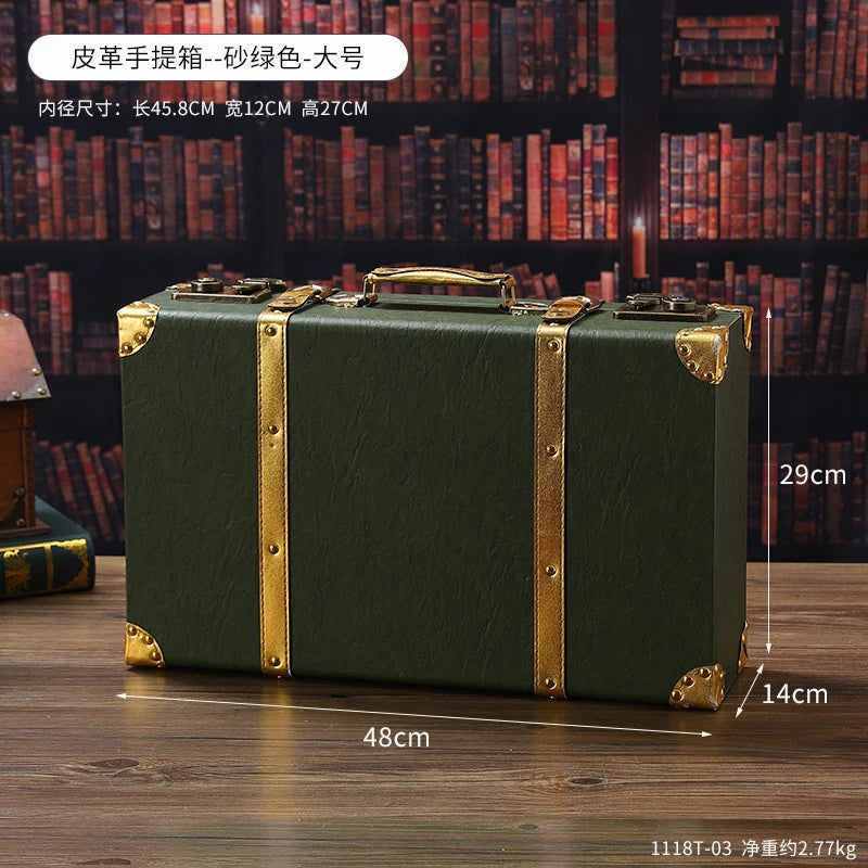 Vintage Leather Trunk Suitcase - Premium Travel Luggage
