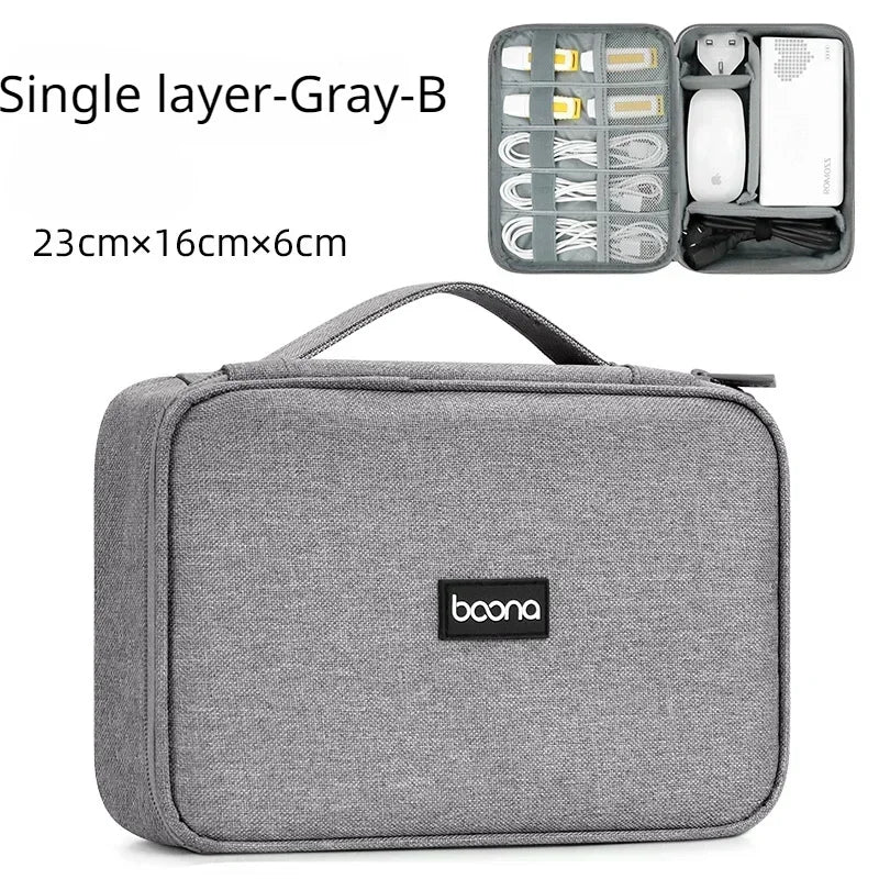 Premium Travel Cable Organizer Bag - Large Capacity Storage for USB Cables, Chargers & Electronics