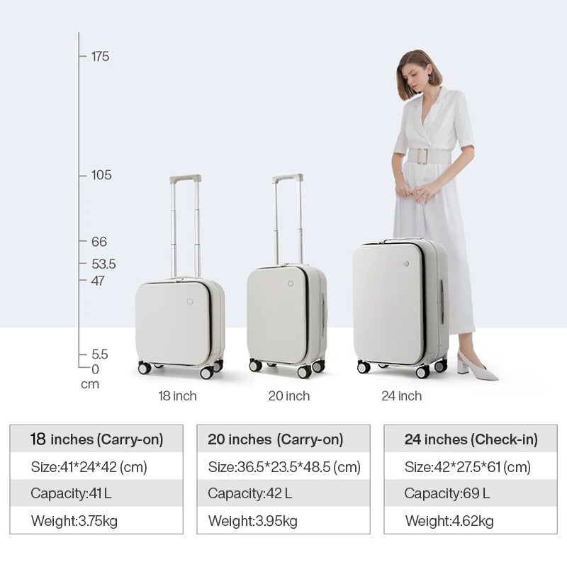 Mixi Aluminum Frame Rolling Suitcase - Premium Carry-On Luggage