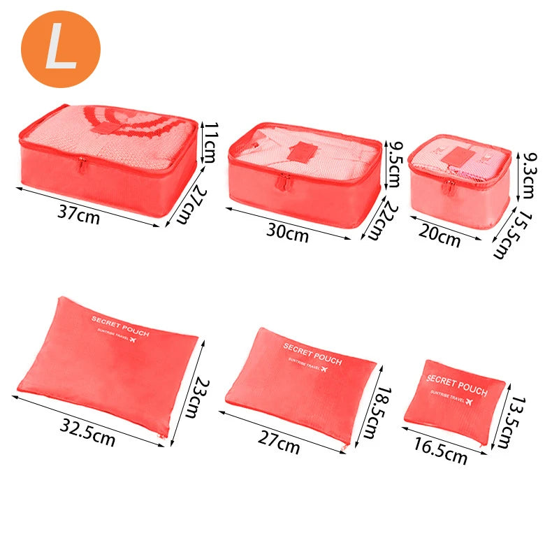 6-Piece Travel Organizer Set - Large Capacity Luggage Storage Bags