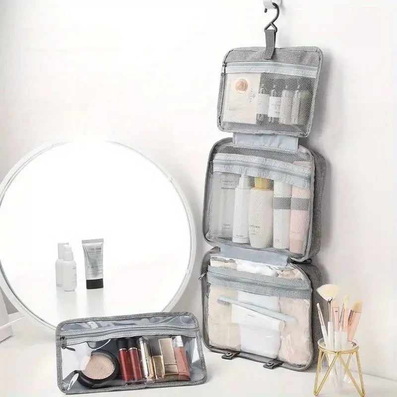 Hanging Travel Toiletry Organizer - Portable Cosmetic Storage Bag