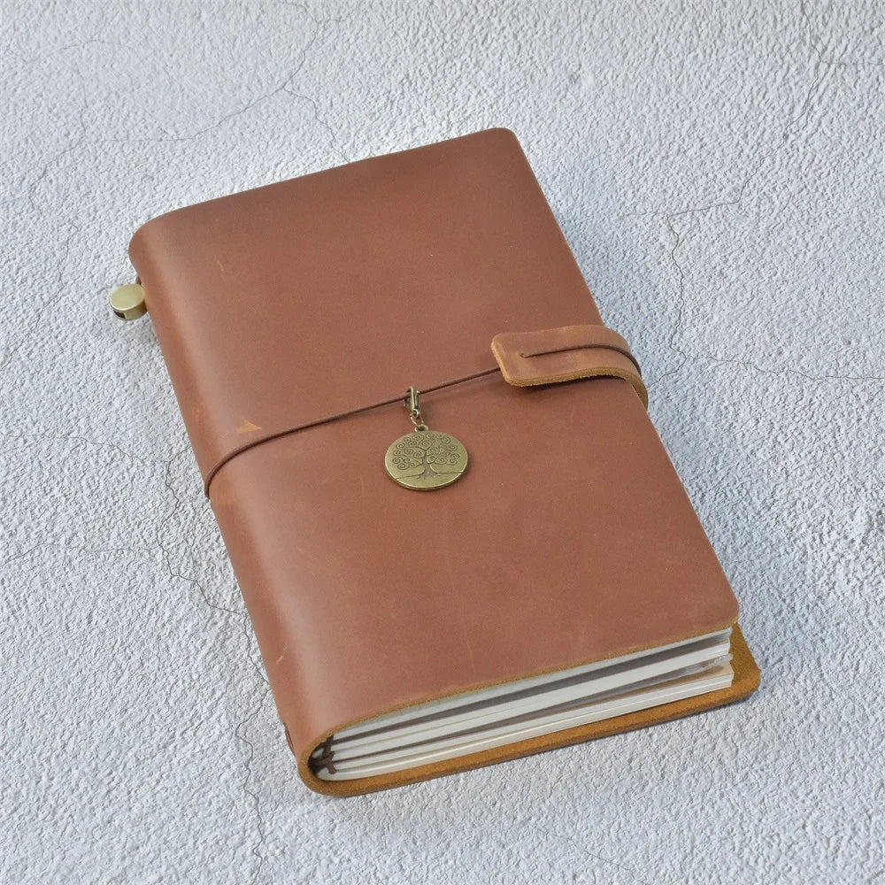 Genuine Leather Refillable Travel Journal - Handcrafted Notebook with Customization