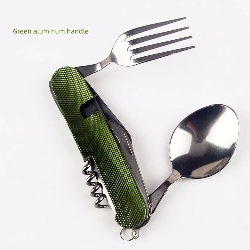 Premium Foldable Camping Utensil Set - Stainless Steel Multi-Tool